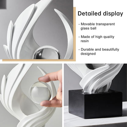 Stunning Modern White Abstract Resin Sculpture - Elegant Table Decor for Living Room, Office, and More
