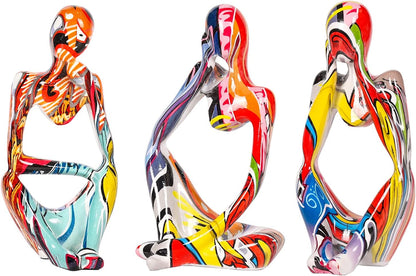 Elegant Thinker Statue - Gold Abstract Art Sculpture for Home & Office Décor, Perfect Gift Idea in Sandstone Finish