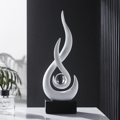 Elegant Black Flame Statue - Modern Resin Home Décor Accent for Living Room, 13.7" High Abstract Art Piece for Dining Room and Office