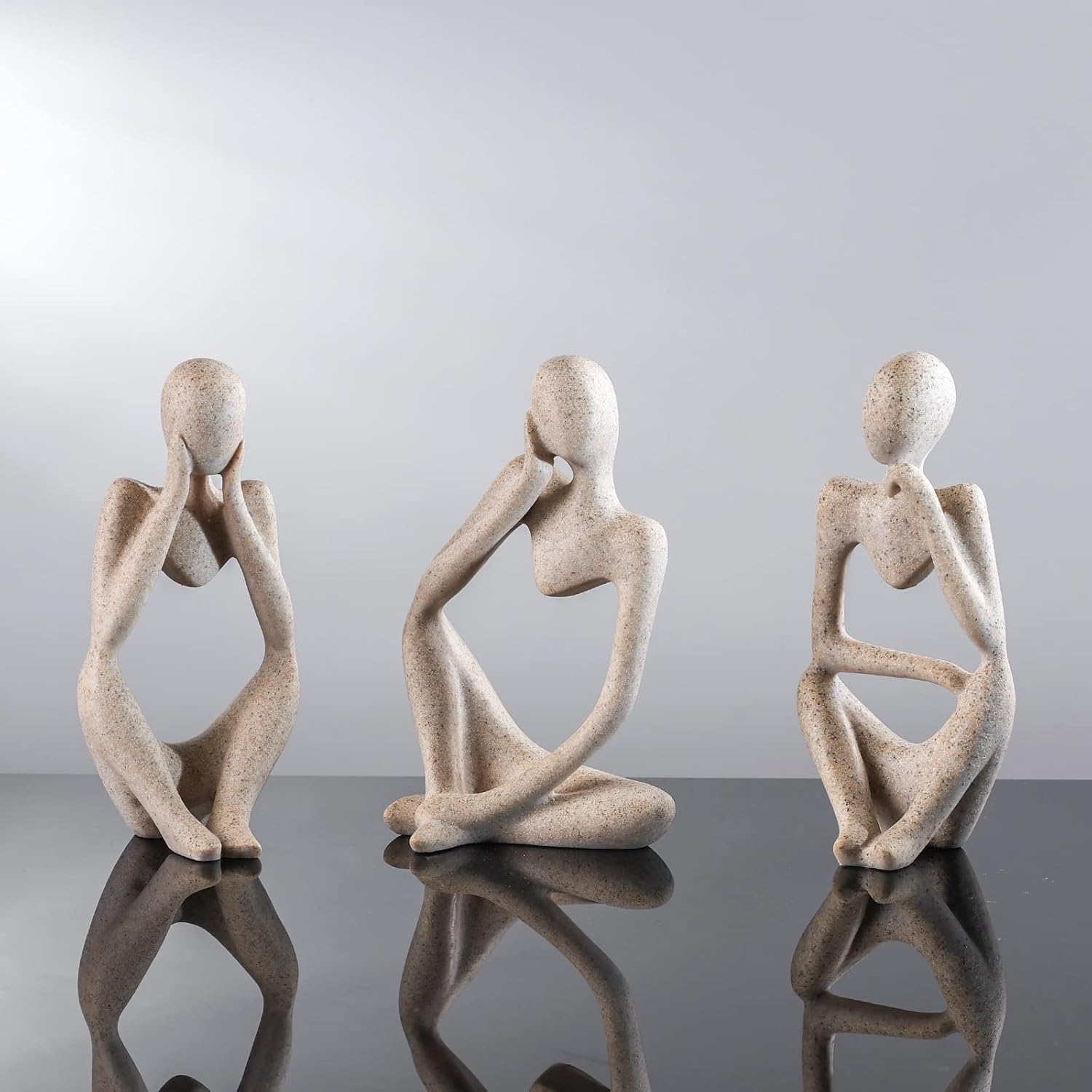 Elegant Thinker Statue - Gold Abstract Art Sculpture for Home & Office Décor, Perfect Gift Idea in Sandstone Finish