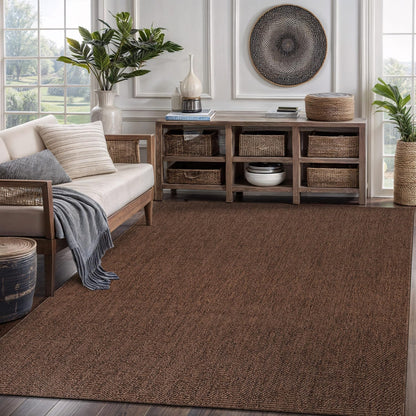 Transform Your Home with the Stylish and Washable 9x12 Jute Area Rug - Perfect for Living Rooms, Patios, and Kitchens in Dark Gray & Black