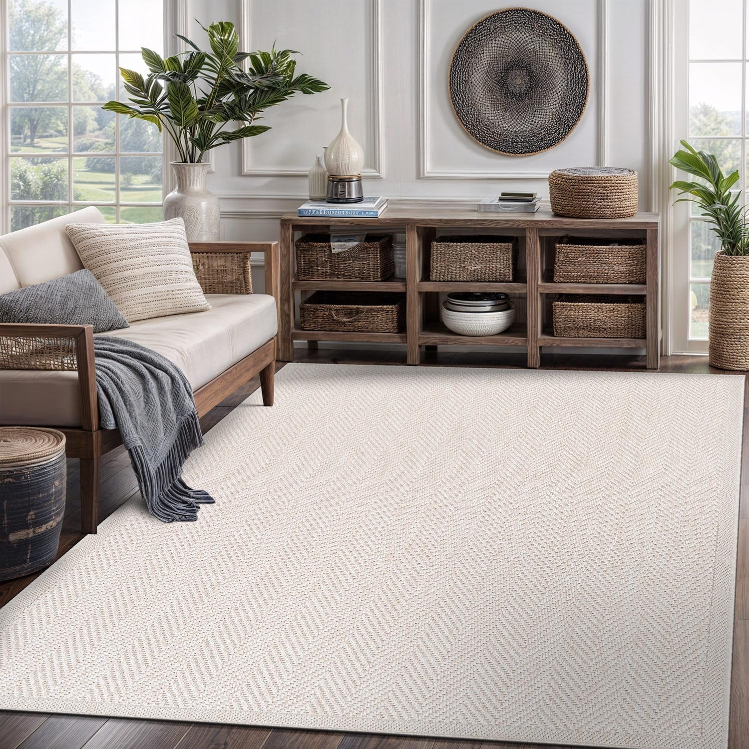 Transform Your Home with the Stylish and Washable 9x12 Jute Area Rug - Perfect for Living Rooms, Patios, and Kitchens in Dark Gray & Black