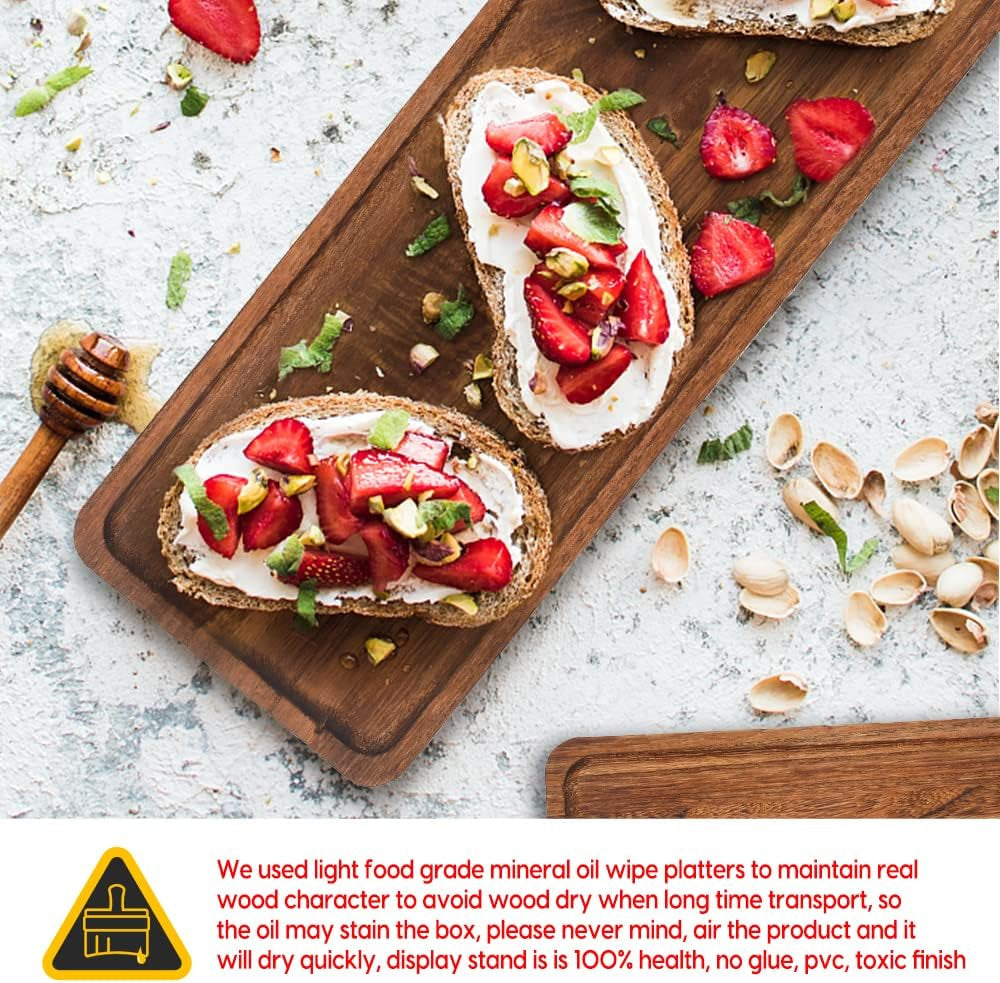 Wood 3 Tier Serving Tray Three Tiered Serving Stand, Rectangle Serving Platter Wooden Farmhouse Tiered Tray, Party Serving Brown Decorative Tray Tray Decor