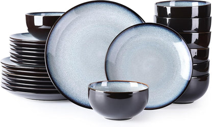 Elevate Your Dining Experience with Our Elegant Ceramic Dinnerware Set for 4 - Stylish, Durable, and Microwave Safe Stoneware Plates and Bowls