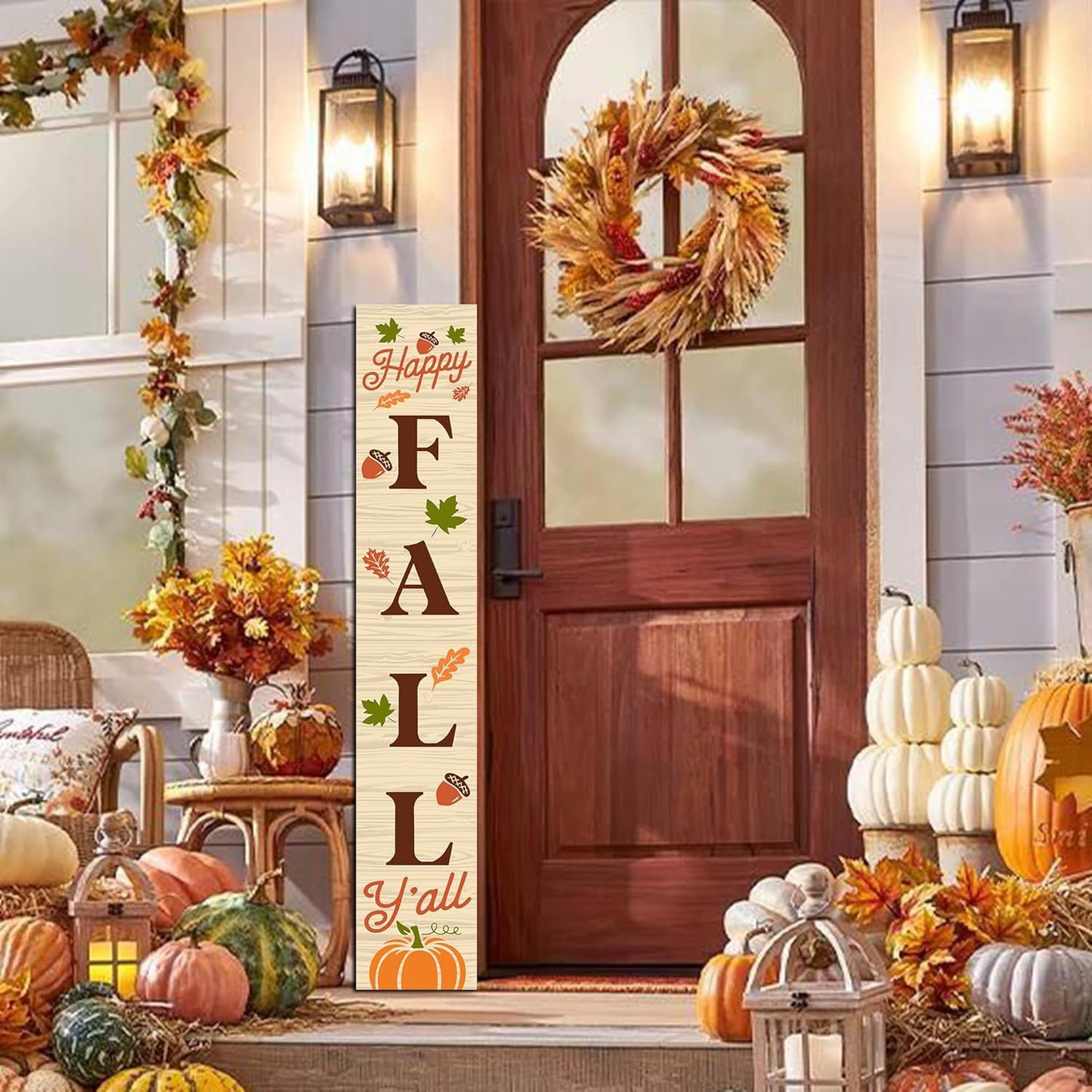 Charming Happy Fall Wooden Vertical Sign - Perfect Autumn Decor for Your Front Door, Garden, or Porch
