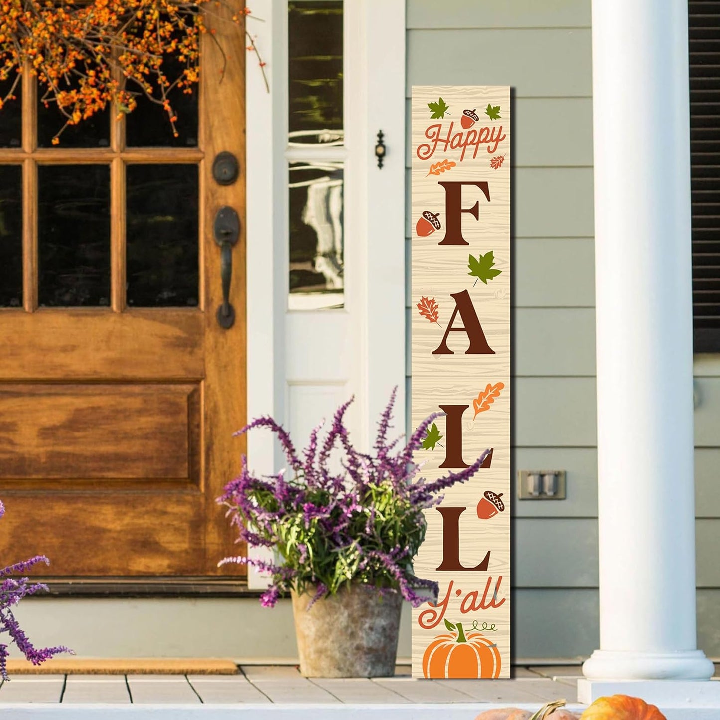 Charming Happy Fall Wooden Vertical Sign - Perfect Autumn Decor for Your Front Door, Garden, or Porch