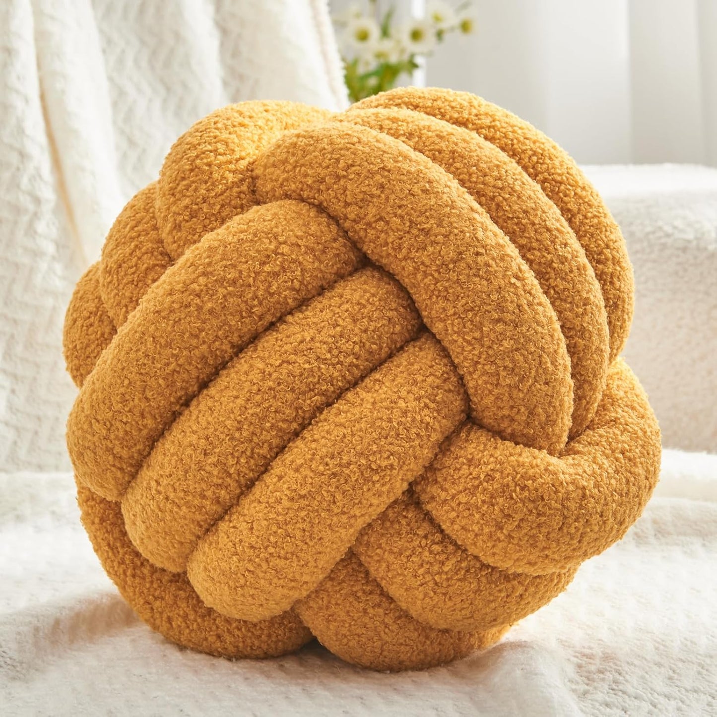 Chic Navy Knot Pillow Ball - 8-Inch Decorative Throw Pillow for Stylish Home Décor