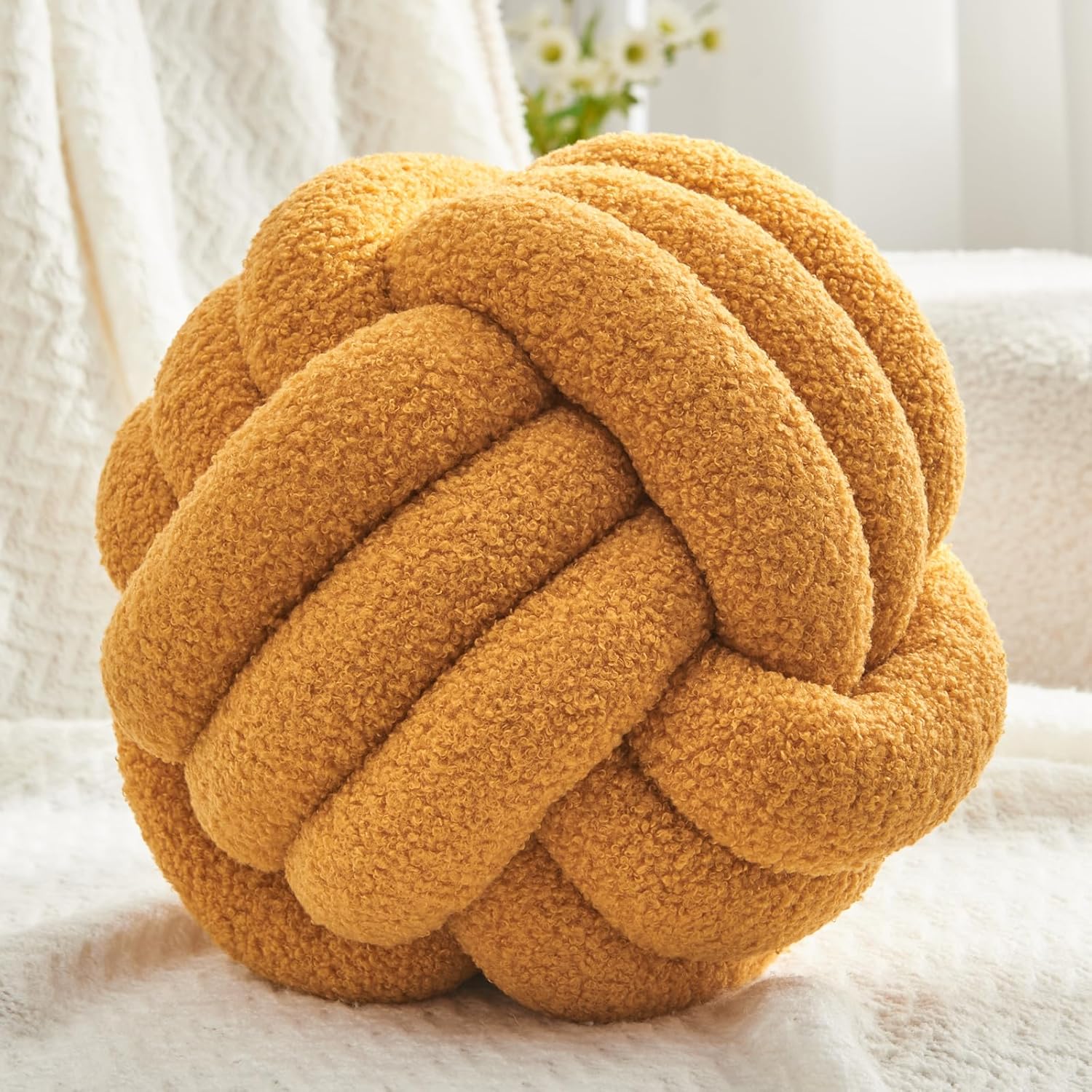 Chic Navy Knot Pillow Ball - 8-Inch Decorative Throw Pillow for Stylish Home Décor
