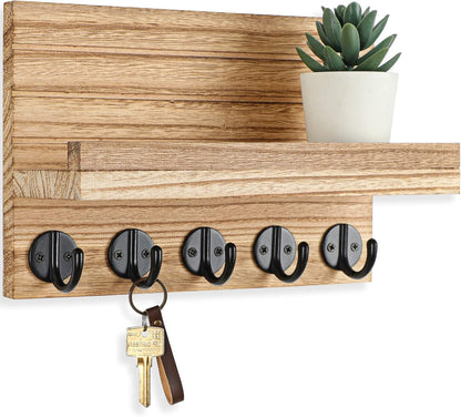 Stylish Rustic Key Holder with Shelf – Perfect for Organizing Keys, Bags, and Coats in Your Entryway