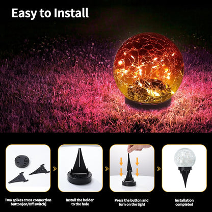 Illuminate Your Outdoors with Our Stunning Solar Globe Lights - Waterproof Cracked Glass Orbs for Garden, Patio, and Yard Decor