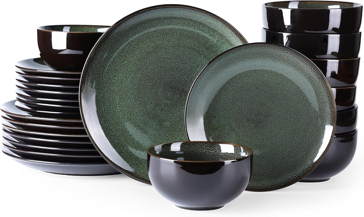 Elevate Your Dining Experience with Our Elegant Ceramic Dinnerware Set for 4 - Stylish, Durable, and Microwave Safe Stoneware Plates and Bowls
