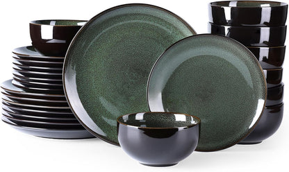 Elevate Your Dining Experience with Our Elegant Ceramic Dinnerware Set for 4 - Stylish, Durable, and Microwave Safe Stoneware Plates and Bowls