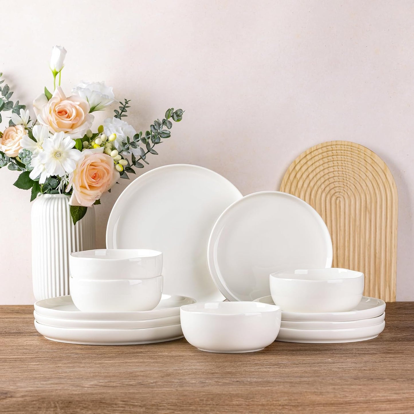 Elevate Your Dining Experience with Our Elegant Ceramic Dinnerware Set for 4 - Stylish, Durable, and Microwave Safe Stoneware Plates and Bowls
