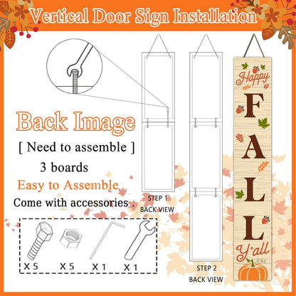 Charming Happy Fall Wooden Vertical Sign - Perfect Autumn Decor for Your Front Door, Garden, or Porch
