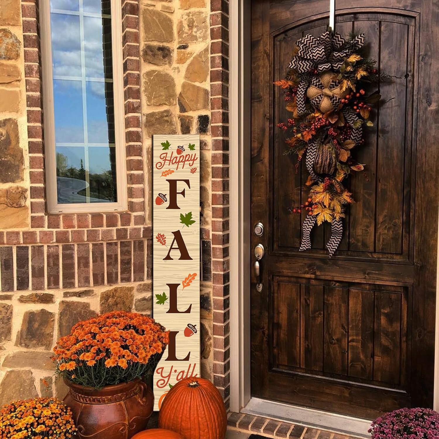 Charming Happy Fall Wooden Vertical Sign - Perfect Autumn Decor for Your Front Door, Garden, or Porch