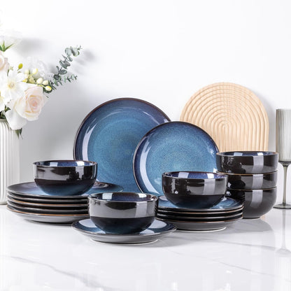 Elevate Your Dining Experience with Our Elegant Ceramic Dinnerware Set for 4 - Stylish, Durable, and Microwave Safe Stoneware Plates and Bowls