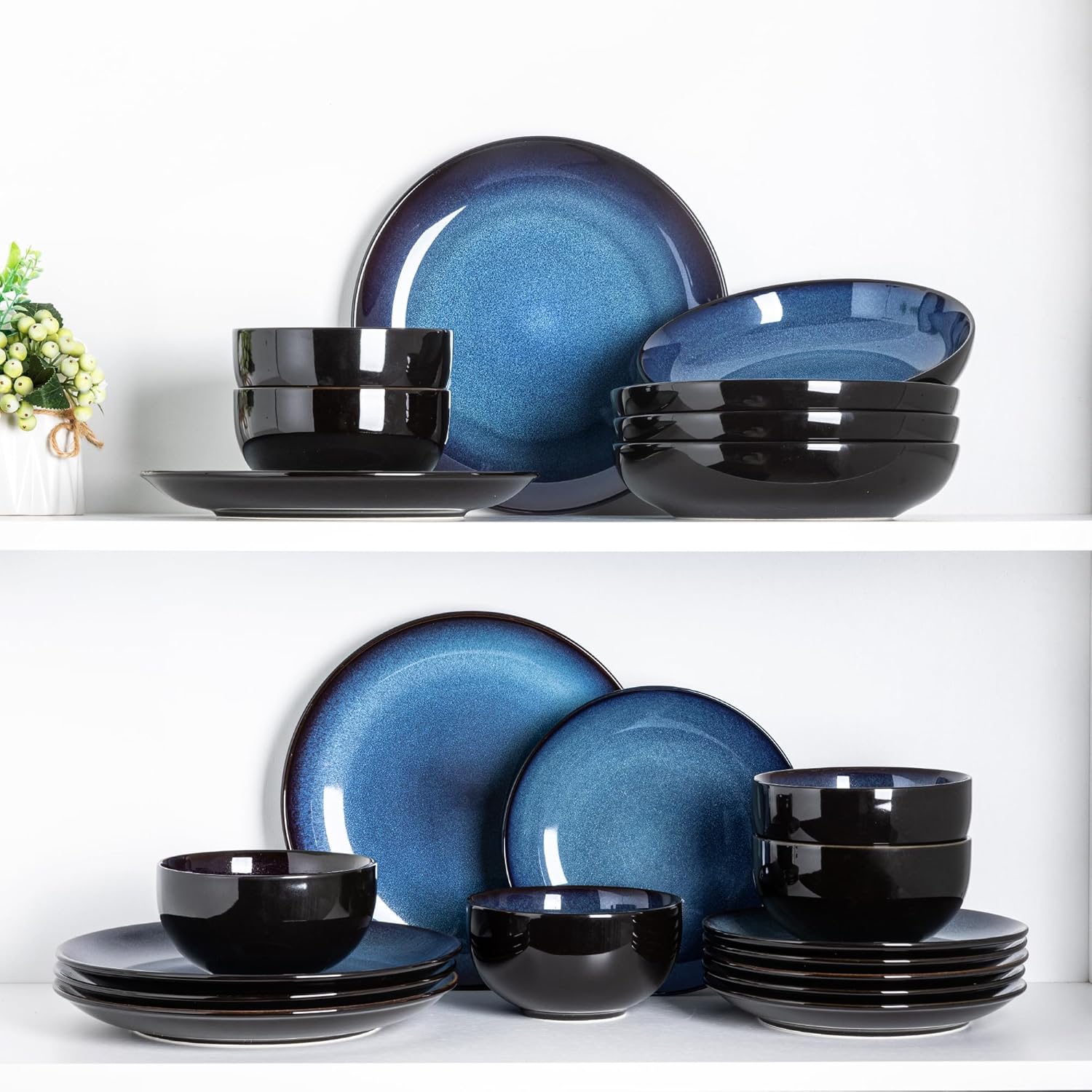 Elevate Your Dining Experience with Our Elegant Ceramic Dinnerware Set for 4 - Stylish, Durable, and Microwave Safe Stoneware Plates and Bowls