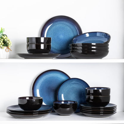 Elevate Your Dining Experience with Our Elegant Ceramic Dinnerware Set for 4 - Stylish, Durable, and Microwave Safe Stoneware Plates and Bowls