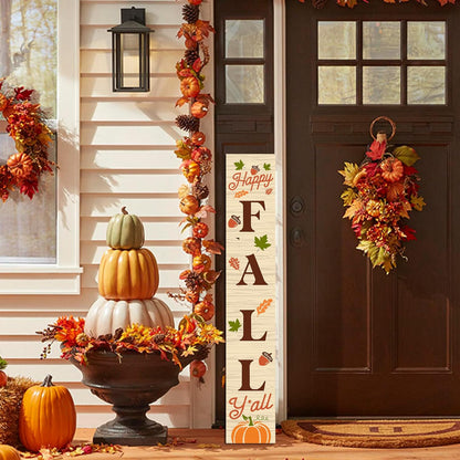 Charming Happy Fall Wooden Vertical Sign - Perfect Autumn Decor for Your Front Door, Garden, or Porch