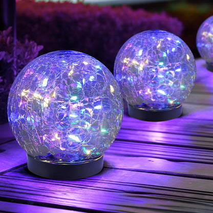 Illuminate Your Outdoors with Our Stunning Solar Globe Lights - Waterproof Cracked Glass Orbs for Garden, Patio, and Yard Decor