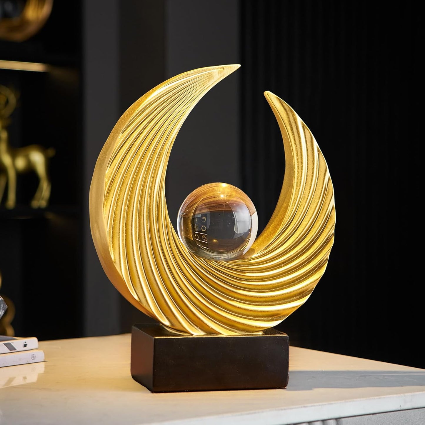 Stunning Modern White Abstract Resin Sculpture - Elegant Table Decor for Living Room, Office, and More