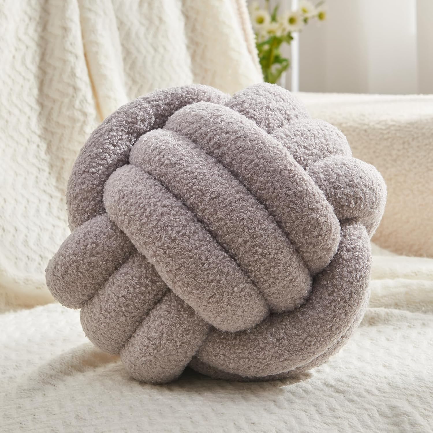 Chic Navy Knot Pillow Ball - 8-Inch Decorative Throw Pillow for Stylish Home Décor