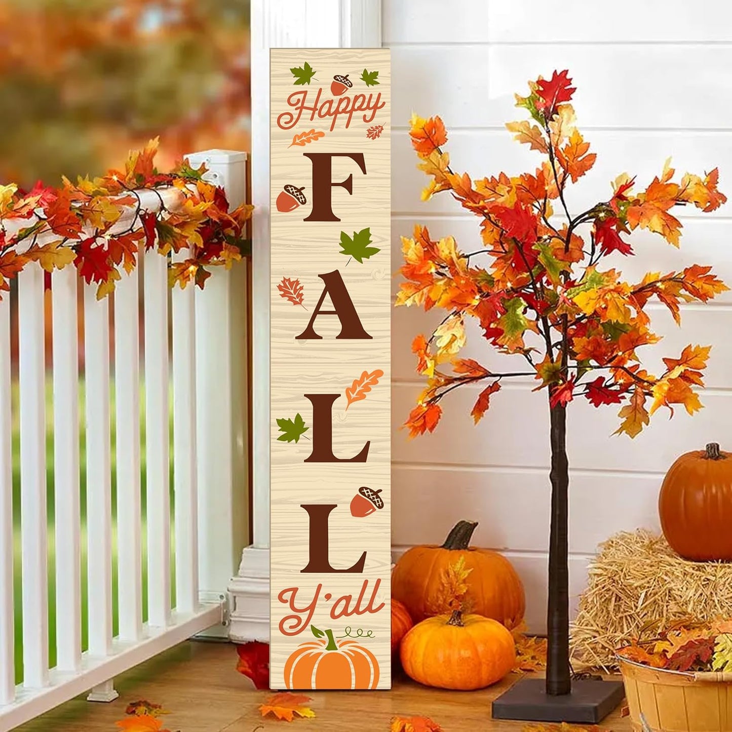 Charming Happy Fall Wooden Vertical Sign - Perfect Autumn Decor for Your Front Door, Garden, or Porch