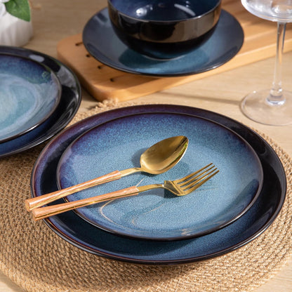 Elevate Your Dining Experience with Our Elegant Ceramic Dinnerware Set for 4 - Stylish, Durable, and Microwave Safe Stoneware Plates and Bowls