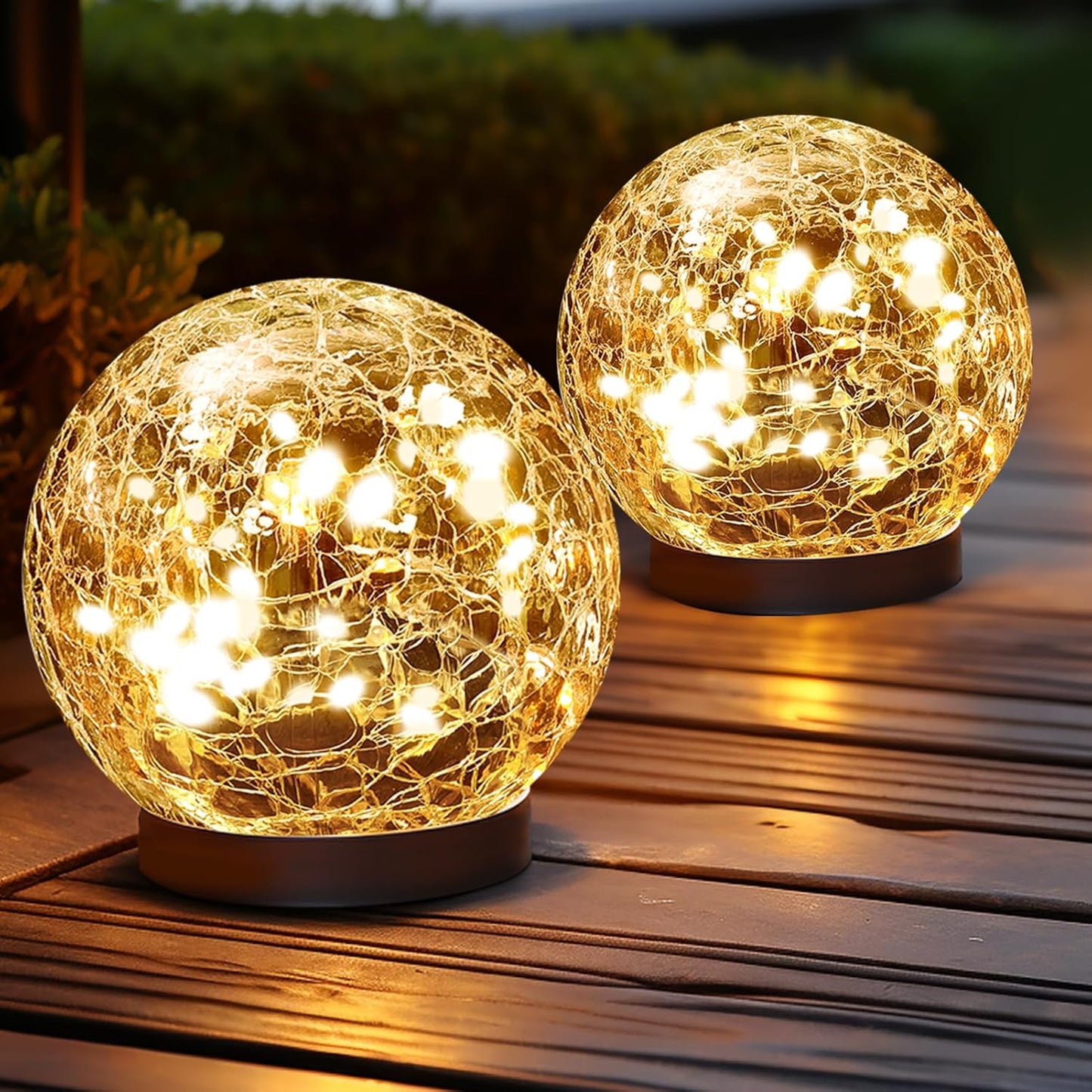 Illuminate Your Outdoors with Our Stunning Solar Globe Lights - Waterproof Cracked Glass Orbs for Garden, Patio, and Yard Decor