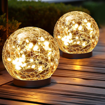 Illuminate Your Outdoors with Our Stunning Solar Globe Lights - Waterproof Cracked Glass Orbs for Garden, Patio, and Yard Decor