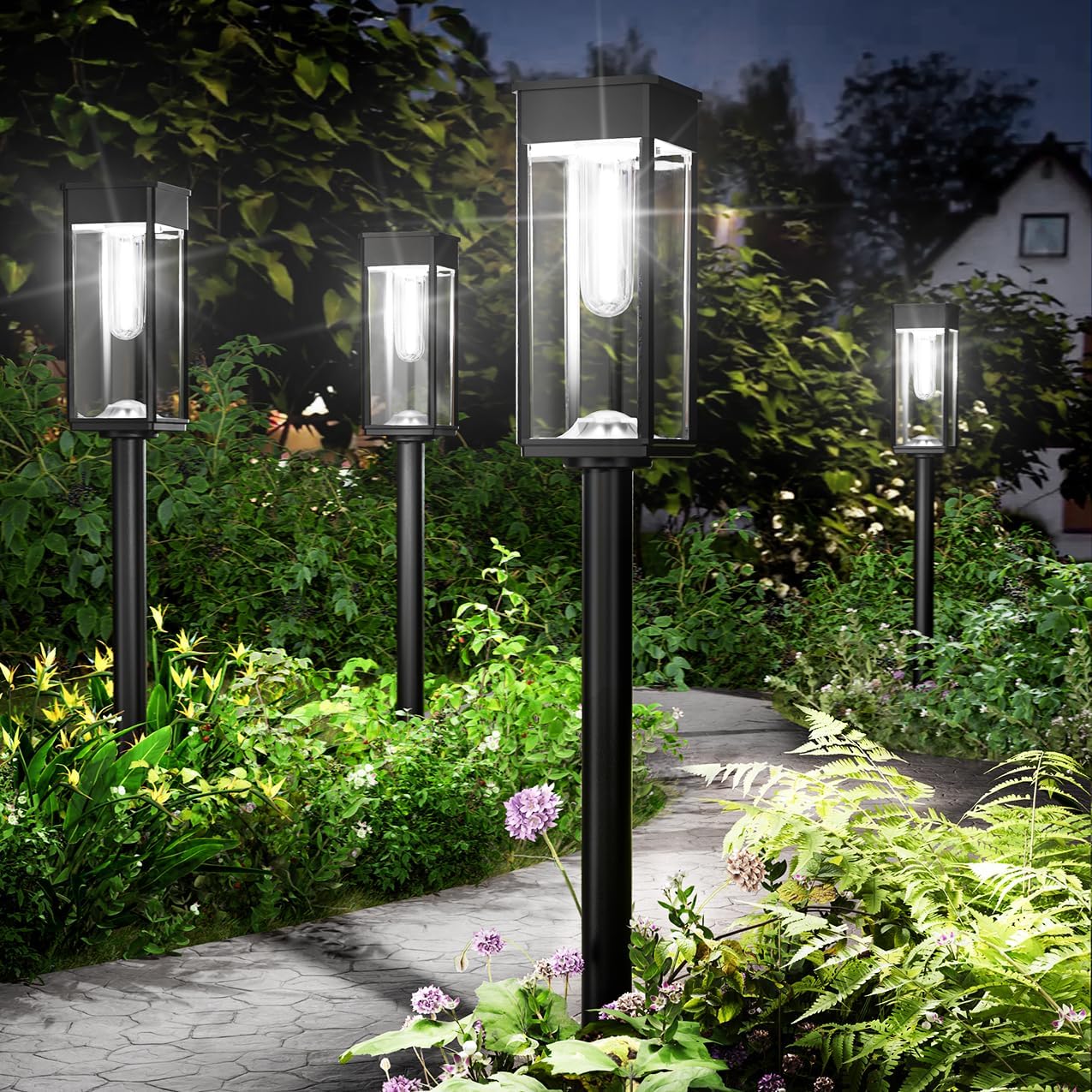 Illuminate Your Outdoors with the 8 Pack Solar Pathway Lights - Bright, Stylish, and Waterproof Solar Garden Lighting for Your Yard, Patio, Walkway, and Driveway in Warm White