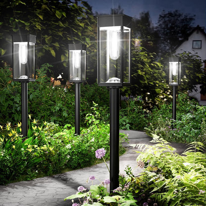 Illuminate Your Outdoors with the 8 Pack Solar Pathway Lights - Bright, Stylish, and Waterproof Solar Garden Lighting for Your Yard, Patio, Walkway, and Driveway in Warm White