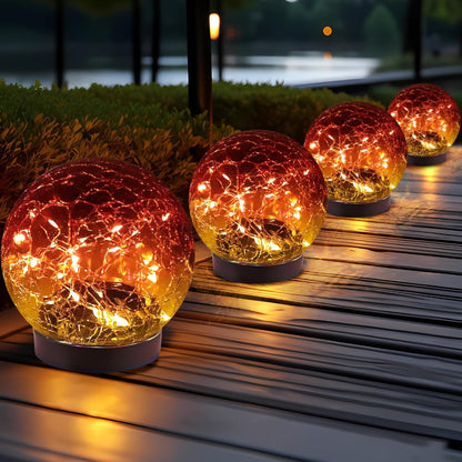 Illuminate Your Outdoors with Our Stunning Solar Globe Lights - Waterproof Cracked Glass Orbs for Garden, Patio, and Yard Decor