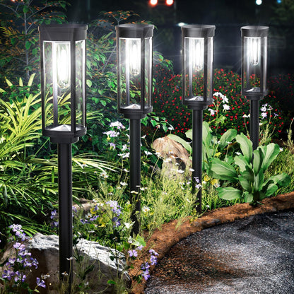 Illuminate Your Outdoors with the 8 Pack Solar Pathway Lights - Bright, Stylish, and Waterproof Solar Garden Lighting for Your Yard, Patio, Walkway, and Driveway in Warm White
