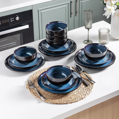 Elevate Your Dining Experience with Our Elegant Ceramic Dinnerware Set for 4 - Stylish, Durable, and Microwave Safe Stoneware Plates and Bowls