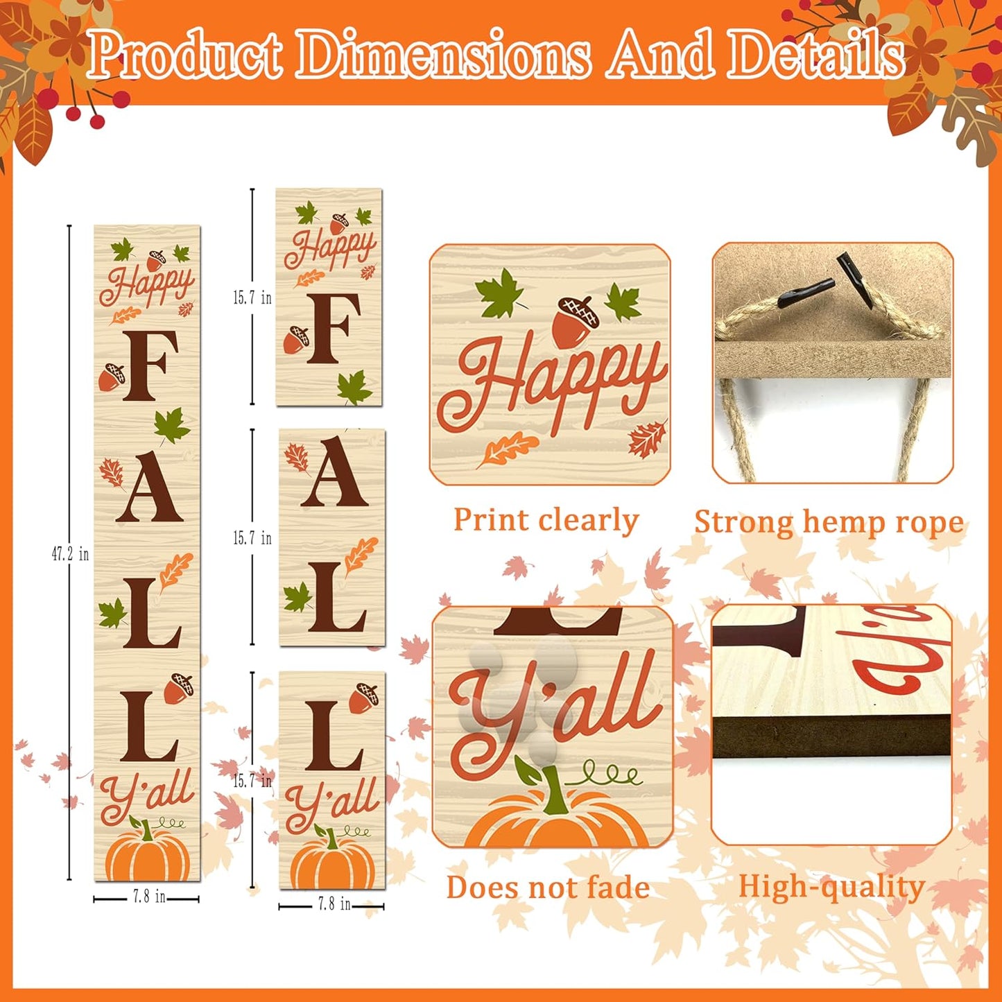 Charming Happy Fall Wooden Vertical Sign - Perfect Autumn Decor for Your Front Door, Garden, or Porch