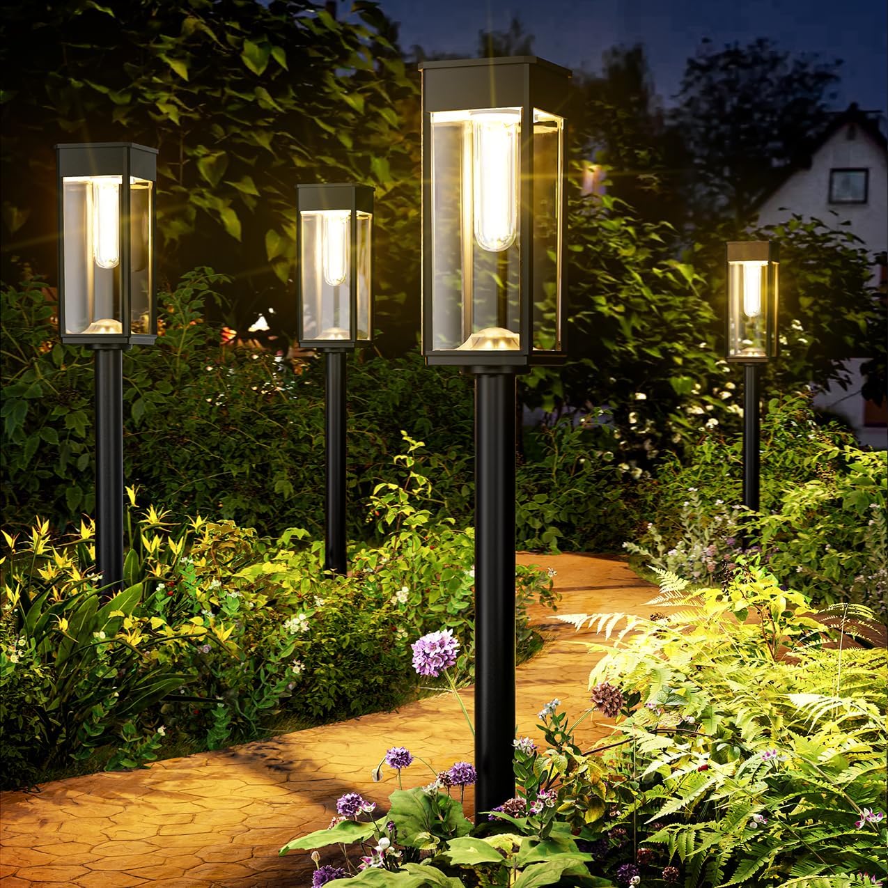 Illuminate Your Outdoors with the 8 Pack Solar Pathway Lights - Bright, Stylish, and Waterproof Solar Garden Lighting for Your Yard, Patio, Walkway, and Driveway in Warm White