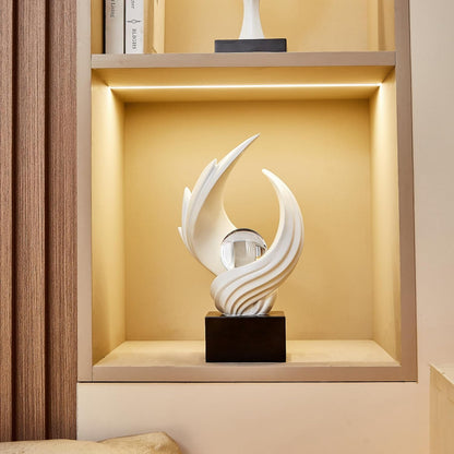 Stunning Modern White Abstract Resin Sculpture - Elegant Table Decor for Living Room, Office, and More