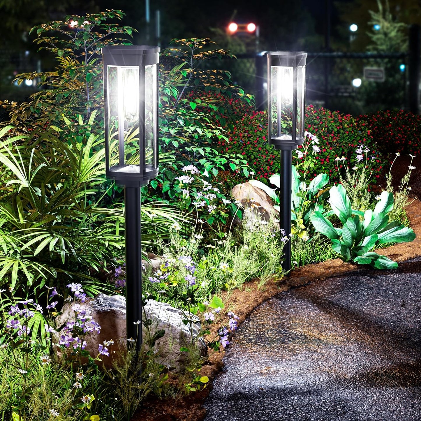 Illuminate Your Outdoors with the 8 Pack Solar Pathway Lights - Bright, Stylish, and Waterproof Solar Garden Lighting for Your Yard, Patio, Walkway, and Driveway in Warm White