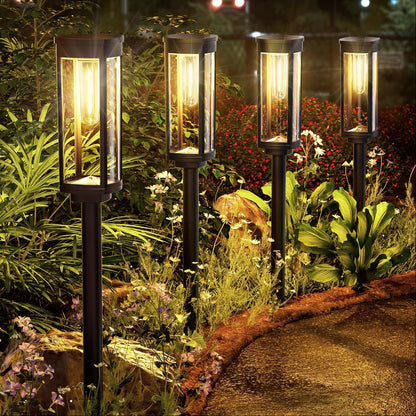 Illuminate Your Outdoors with the 8 Pack Solar Pathway Lights - Bright, Stylish, and Waterproof Solar Garden Lighting for Your Yard, Patio, Walkway, and Driveway in Warm White