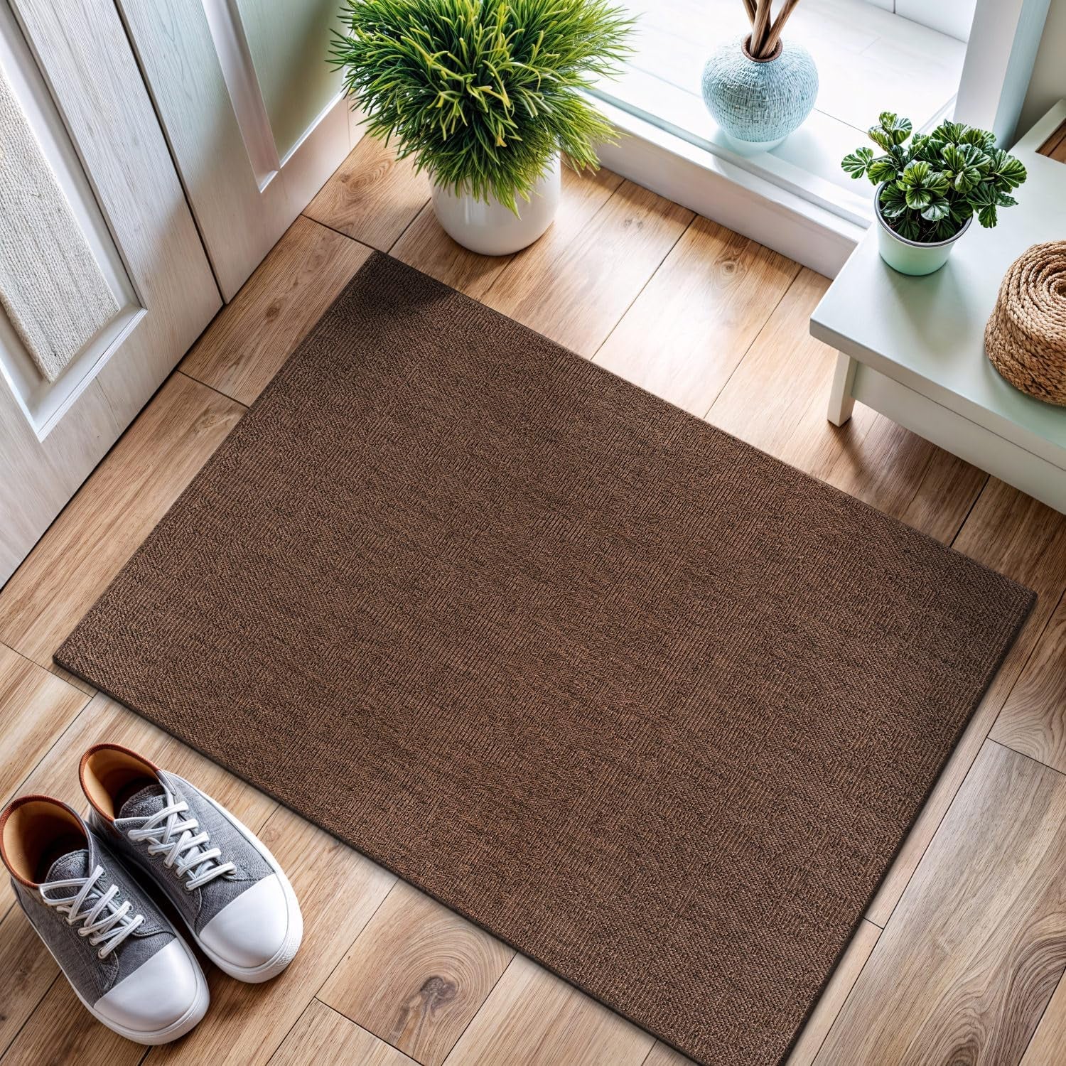 Transform Your Home with the Stylish and Washable 9x12 Jute Area Rug - Perfect for Living Rooms, Patios, and Kitchens in Dark Gray & Black