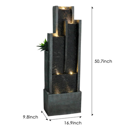 Naturefalls 50.7" High 4 Tier Modern Cascading Indoor/Outdoor Large Fountain and Waterfall with LED Lights for Garden Decoration