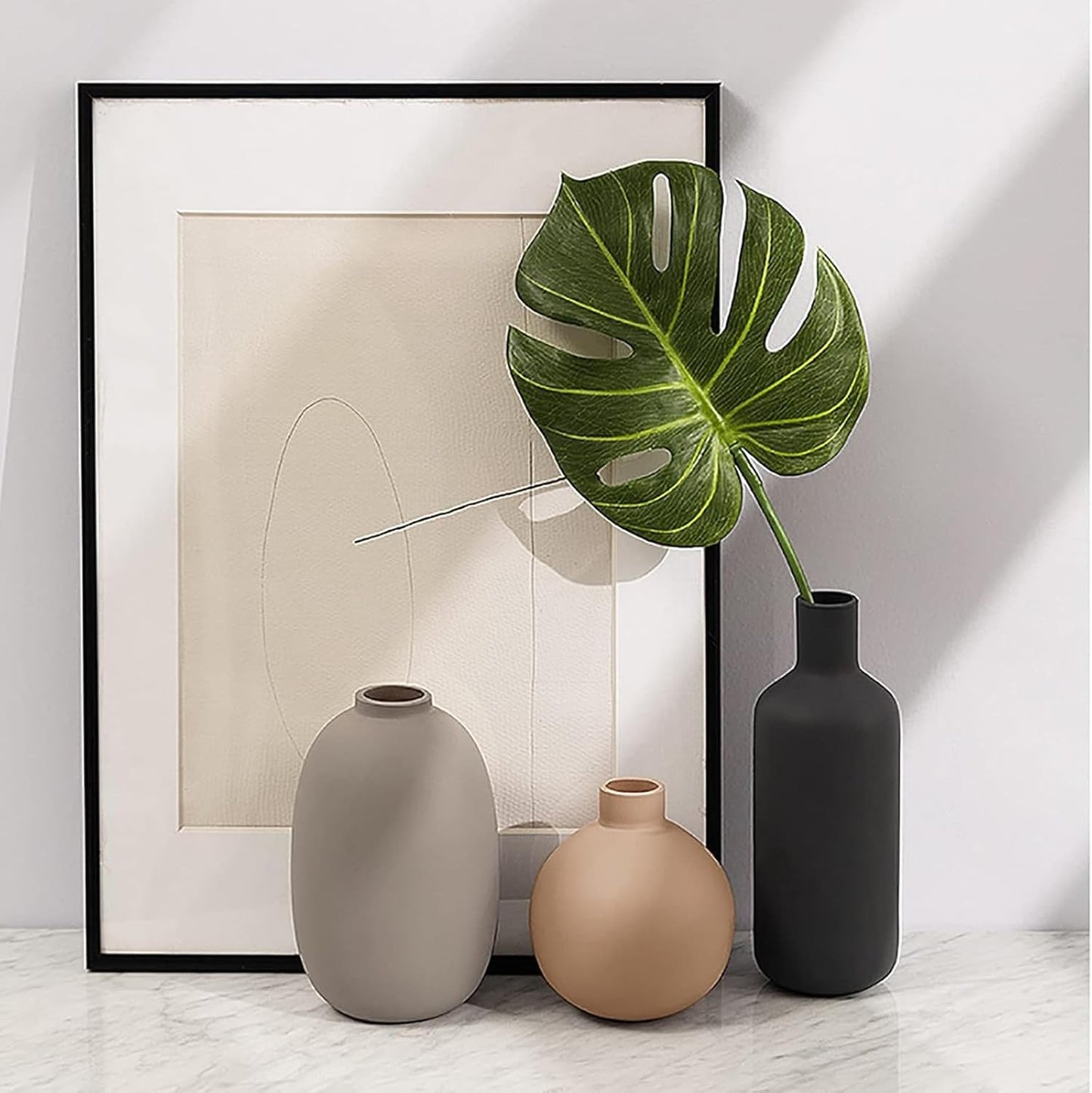 Elegant Set of 3 Modern Ceramic Vases for Stylish Home Décor - Perfect for Living Room, Shelf, and Entryway