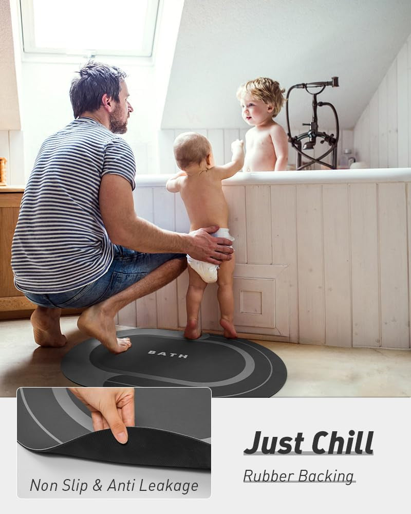 Bath Mat - Non Slip, Quick Dry, Stain Resistant Bath Mat Rug for Bathroom Floor - Easy Care Shower Rug for outside Bathtub - 17"X27" Darkgrey