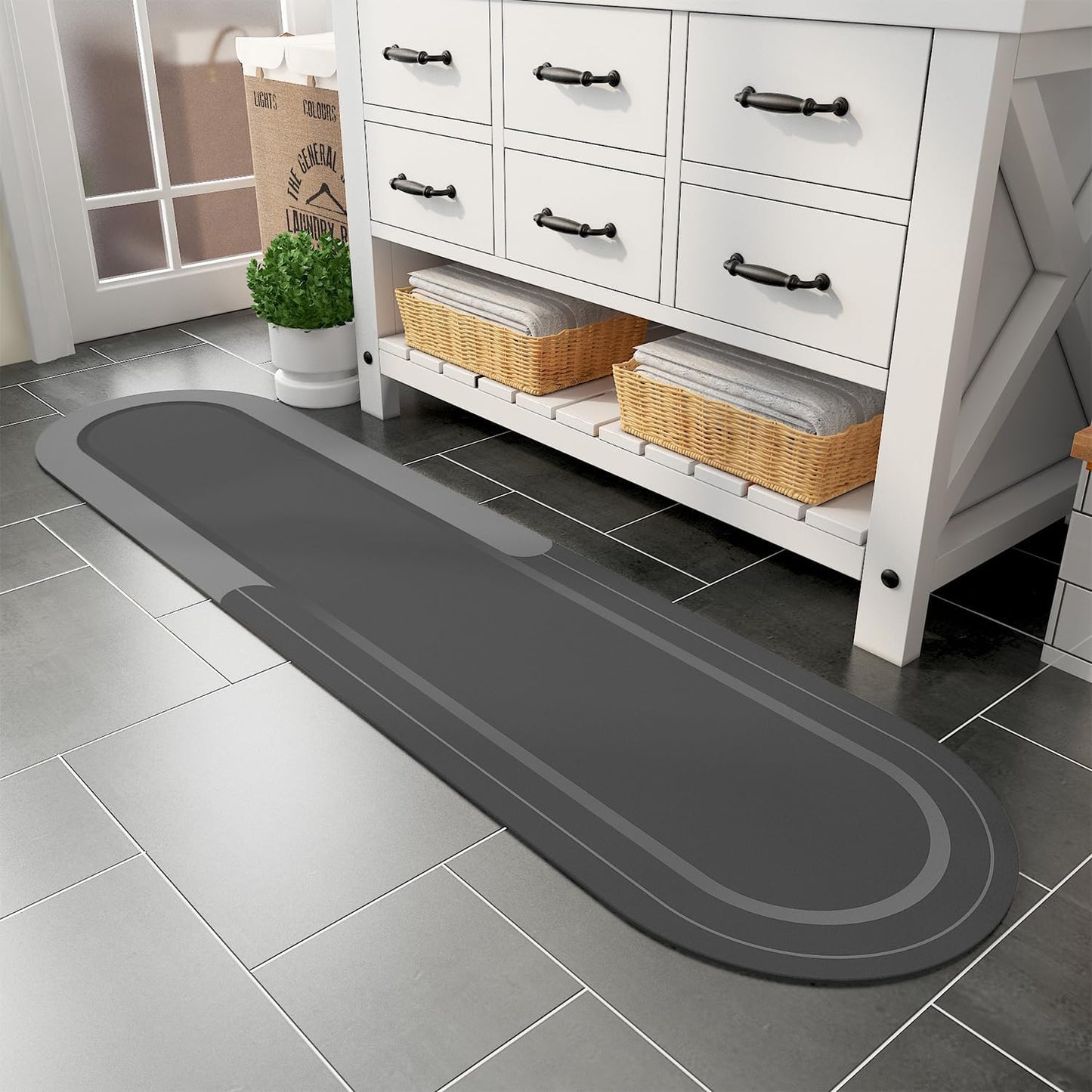 Bath Mat - Non Slip, Quick Dry, Stain Resistant Bath Mat Rug for Bathroom Floor - Easy Care Shower Rug for outside Bathtub - 17"X27" Darkgrey