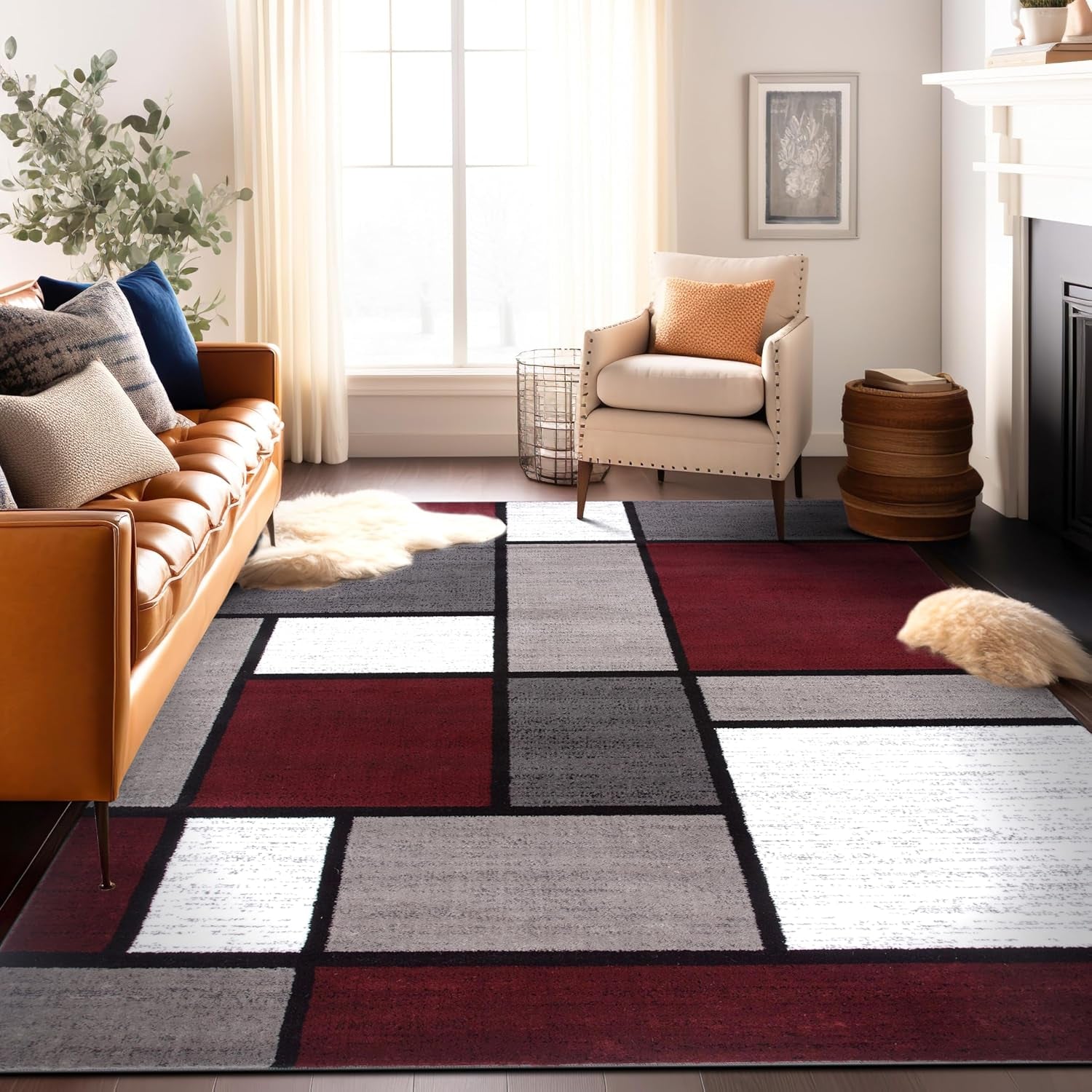 Contemporary Modern Boxes Area Rug 10' X 14' Navy