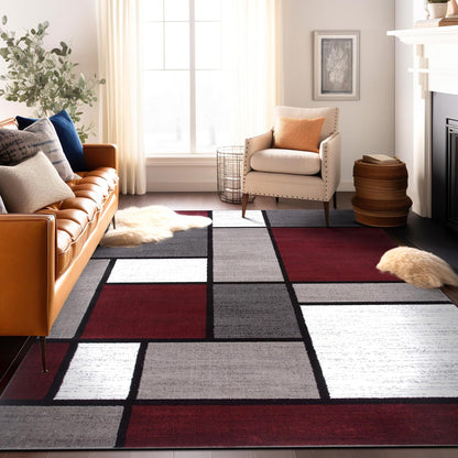 Contemporary Modern Boxes Area Rug 10' X 14' Navy