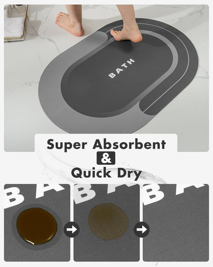 Bath Mat - Non Slip, Quick Dry, Stain Resistant Bath Mat Rug for Bathroom Floor - Easy Care Shower Rug for outside Bathtub - 17"X27" Darkgrey
