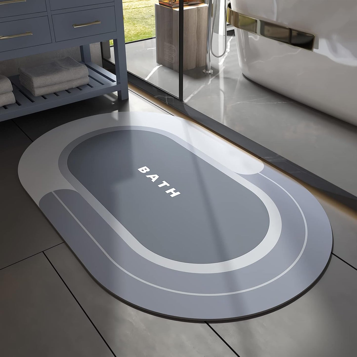 Bath Mat - Non Slip, Quick Dry, Stain Resistant Bath Mat Rug for Bathroom Floor - Easy Care Shower Rug for outside Bathtub - 17"X27" Darkgrey