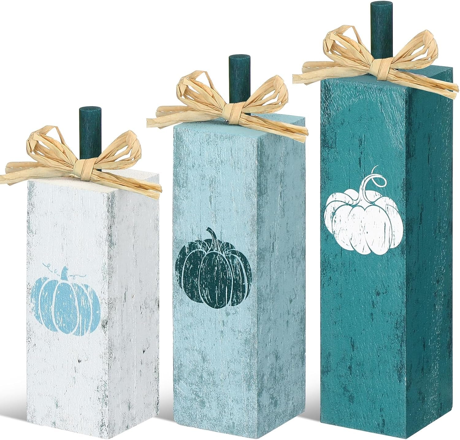 3 Pcs Fall Decorations for Home Fall Wood Block Sign Thanksgiving Tiered Tray Decor Farmhouse Thanksgiving Table Centerpieces for Home Office Mantel Shelf Desk Decor(Blessed Grateful)